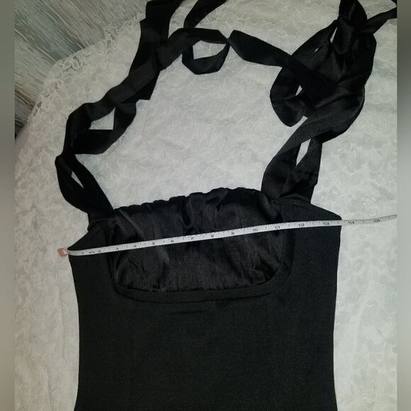 Umenlele Women's Satin Ruched Sleeveless Tie Shoulder Square Neck Bodysu…Large - Picture 9 of 14